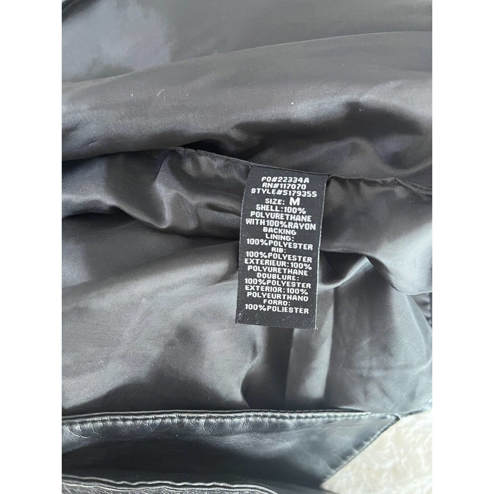 Therapy Black Faux Leather Open Front Cropped Biker Moto Jacket Womens Sz Medium - Picture 7 of 7